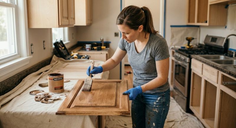 Built In Cabinetry Staining in Bloomington, IN